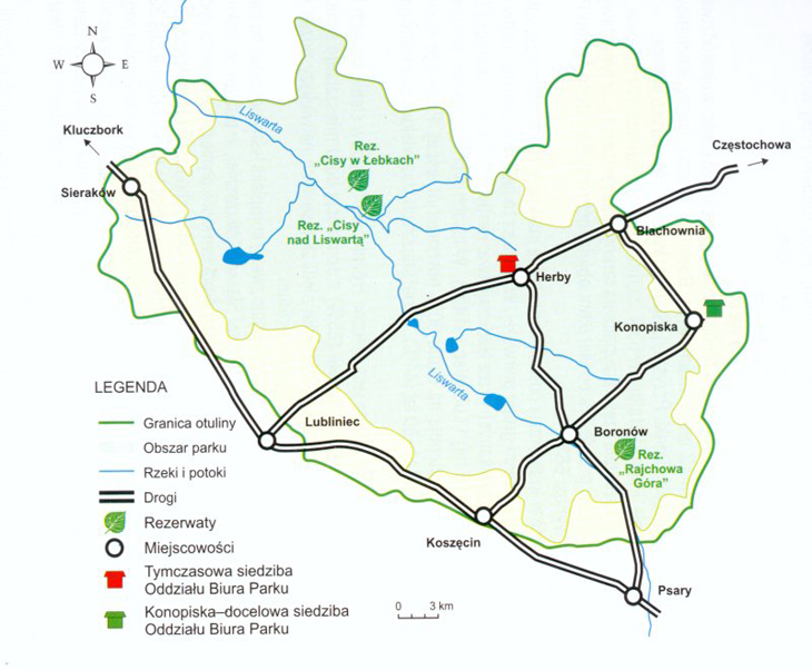 Mapa parku Lasy nad Górną Liswartą